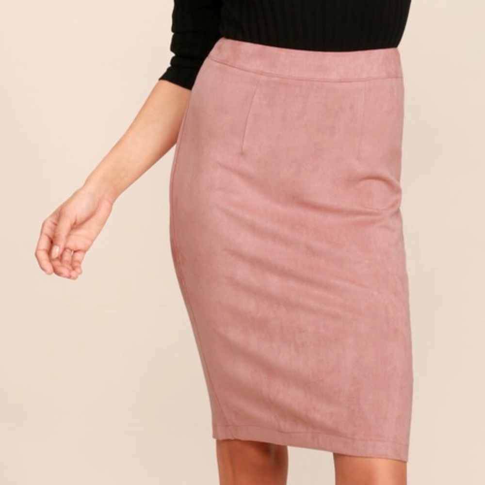 Pink suede pencil skirt S